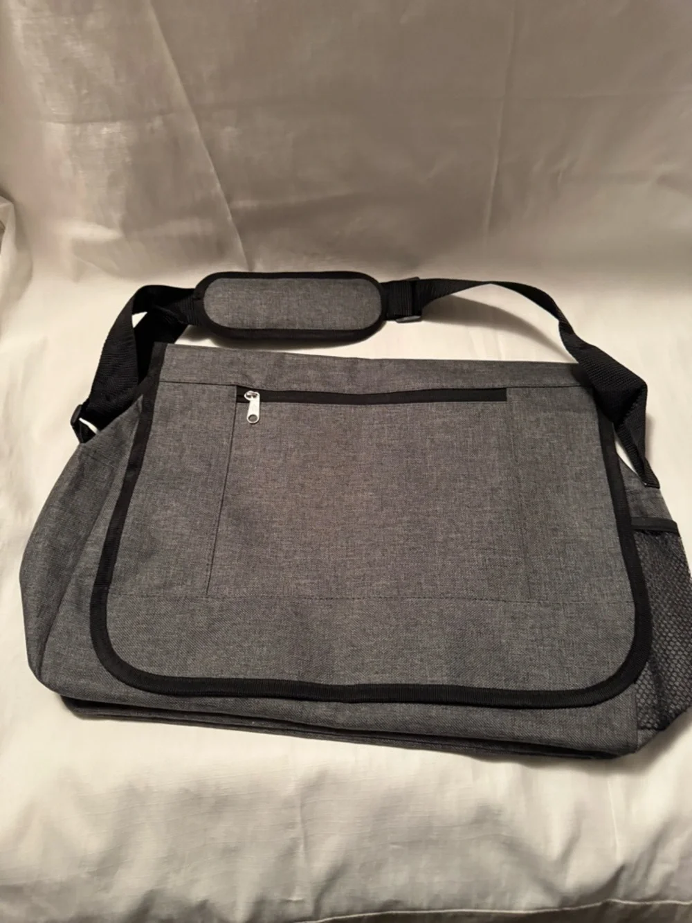 NWOT - Heather Grey Laptop Messenger Bag | Padded Crossbody Shoulder Briefcase